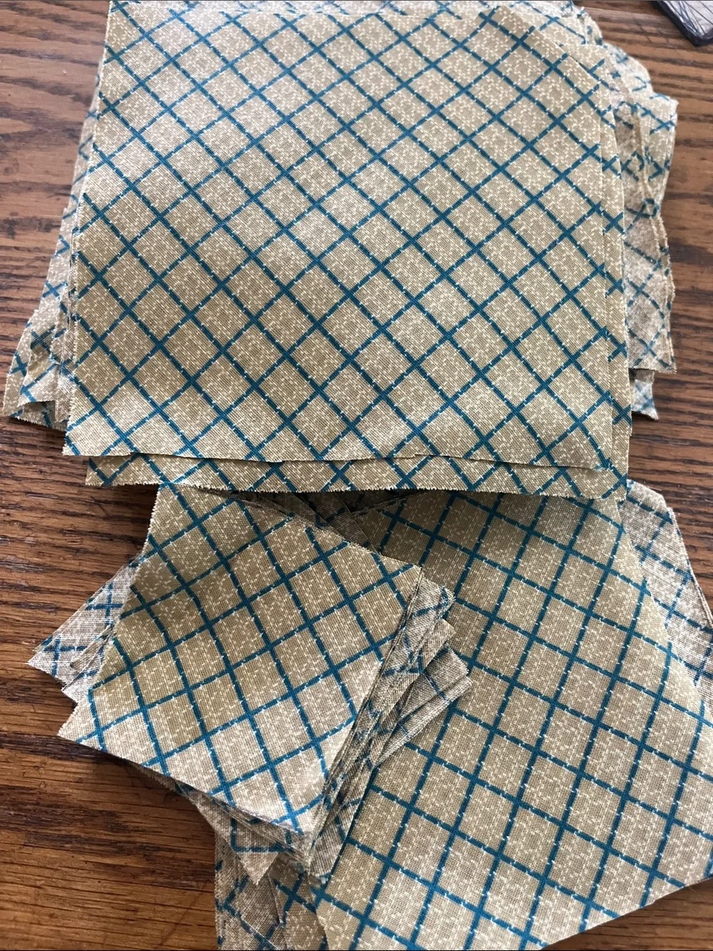Cotton quilt vintage fabric patches Diamond Check Tan